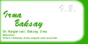 irma baksay business card